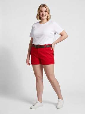 Torrid Womens Size 18 Bright Red Mid Rise Stretch Cotton Shorts With Belt